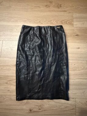Marc New York Black Faux Leather Pencil Skirt